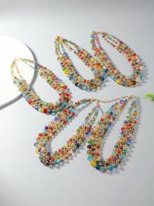 1 PC Thời Trang Đính Hạt Pha Lê Viền Yếm Vòng Cổ Nữ Trang Trí Hàng Ngày - Nhiều màu - Xem 5