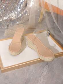 Clear Strap Wedge Ankle Strap Sandals - Clear - View 3