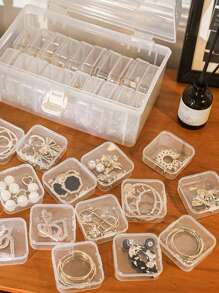 4pcs/set Minimalist Clear Plastic Jewelry Packaging Boxes For Jewelry and Beads Storage - White - View 1