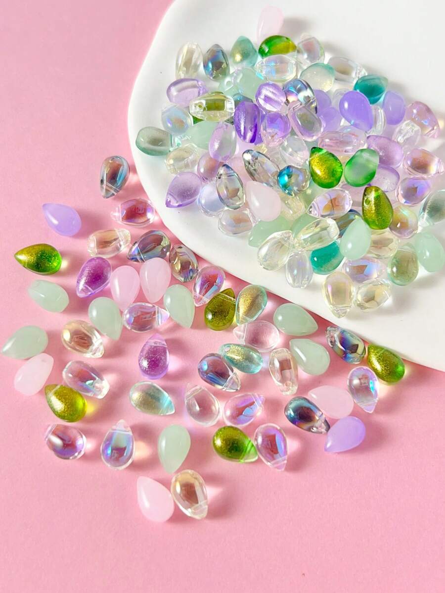 50pcs Fashionable Random Color Glass Bead For DIY Jewelry Making Accessory - Multicolor - View 1