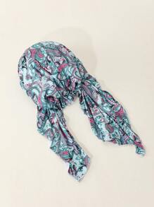 1pc Women Paisley Print Fashionable Long Tail Head Wrap For Daily Silk Bonnet Satin Bonnet