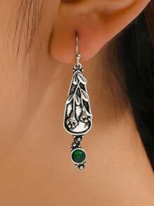 1對時尚鋅合金花細節耳墜適合女士日常裝飾 - 彩色 - 查看 1