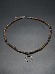 1入組波西米亞月亮吊墜串珠項鏈適合男士日常裝飾,適用於首飾類禮品和派對 - 彩色 - 查看 5