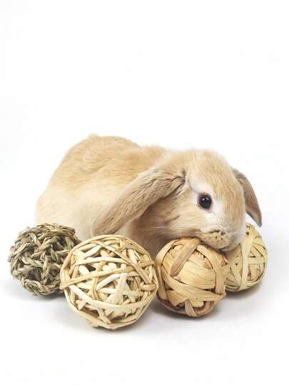1pc Straw Ball Design Random Rabbit Chew Toy For Small Animal For Teeth Grinding