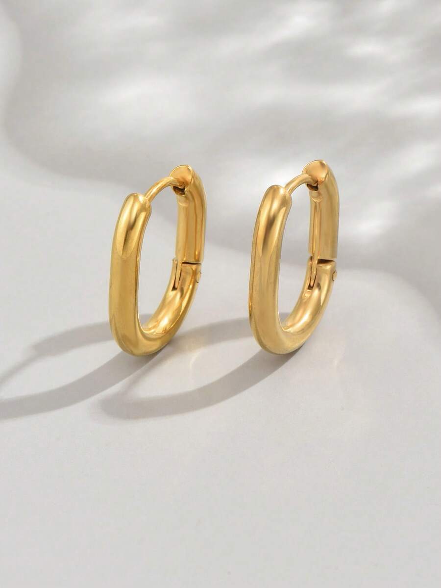 男士極簡圓耳環,適用於首飾類禮品和派對 - 銀色 - 查看 1