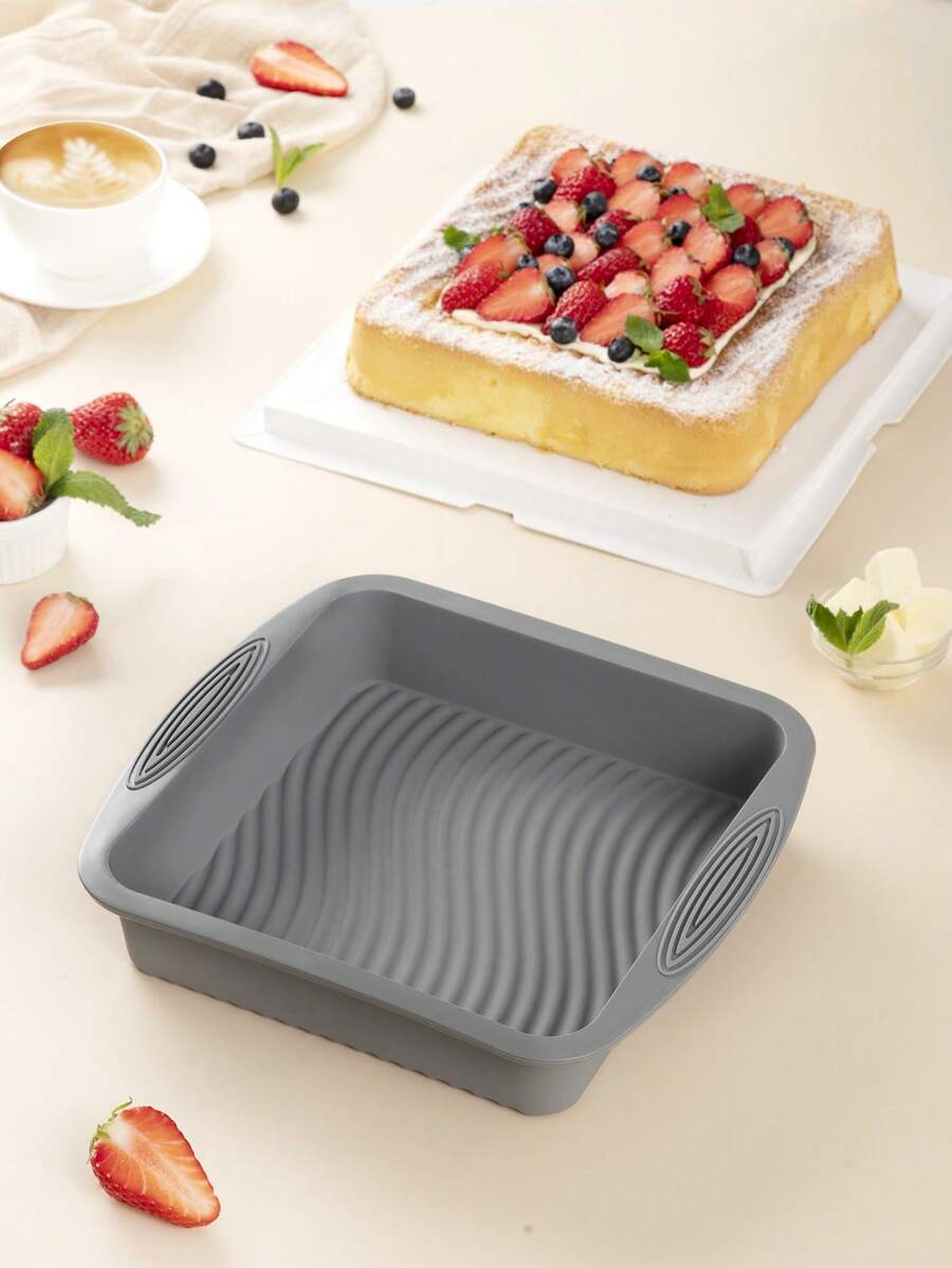 SHEIN Basic living 1入組，長方形蛋糕模具，耐熱矽膠蛋糕盤，可水洗手動蛋糕模式，不粘蛋糕模具，婚禮生日派對烤盤，DIY 烘焙工具，多功能家用蛋糕模具，廚房用品，烘焙用品