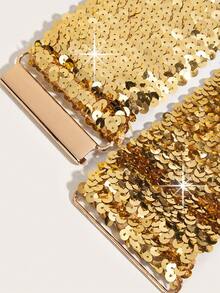 亮片裝飾寬腰帶 - 金色 - 查看 4