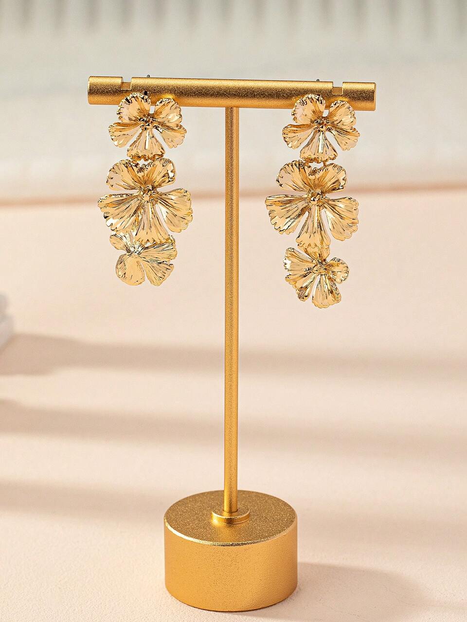 1 Pair Fashion Bohemian Style European And American Floral Heart Earrings