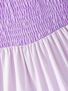 SHEIN Vestido Cami Acanalado Con Volantes Y Dobladillo De Bloques De Color Para Niña Adolescente