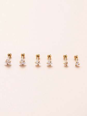 1 par glamoröst rostfritt stål Cubic Zirconia dekor örhängen för kvinnor för daglig dekoration