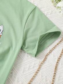 Tops con gái Hoạt hình Giải trí - Màu xanh Bạc hà - Xem 3