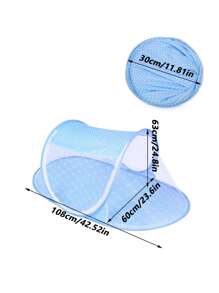 1 Lưới Chống Muỗi Họa Tiết Chấm Bi, Lưới Chống Muỗi Đa Năng Polyester Có Thể Gập Lại Cho Gia Đình - Màu xanh lam - Xem 2