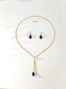 3入組流行復古女士耳環和項鍊套裝,簡單而優雅 - 彩色 - 查看 4