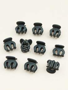 10 cái vuốt tóc tối giản - màu đen - Xem 1