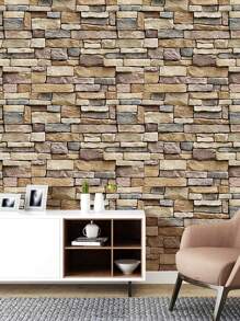1pc Brick Pattern Self-Adhesive Wall Paper, Modern PVC Waterproof Wall Adhesive Roll For Home, Renovation Stickers Peel Wall Panels, Wall Paper, Wallpapers, Spring Decoration Items Refresh Your Home, Rama Decoration Stickers
