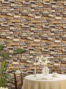 1pc Brick Pattern Self-Adhesive Wall Paper, Modern PVC Waterproof Wall Adhesive Roll For Home, Renovation Stickers Peel Wall Panels, Wall Paper, Wallpapers, Spring Decoration Items Refresh Your Home, Rama Decoration Stickers