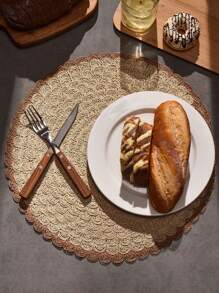 4入组/套紙桌子極簡雙色編織餐墊