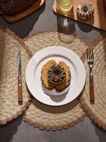 4入组/套紙桌子極簡雙色編織餐墊