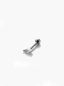 1pc Delicate Stainless Steel Screw Ball Tragus Cartilage Stud Earring - Silver - View 2