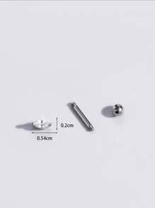 1pc Delicate Stainless Steel Screw Ball Tragus Cartilage Stud Earring - Silver - View 3