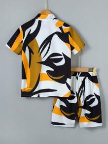SHEIN Vacaura Tween Boy Graphic Print Shirt & Shorts Without Tee, School, Campus, College - Multicolor - View 5