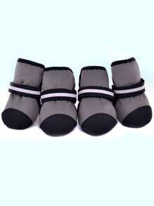 4pcs Simple Pet Shoes For Dog And Cat For Outdoor - Grey - View 1