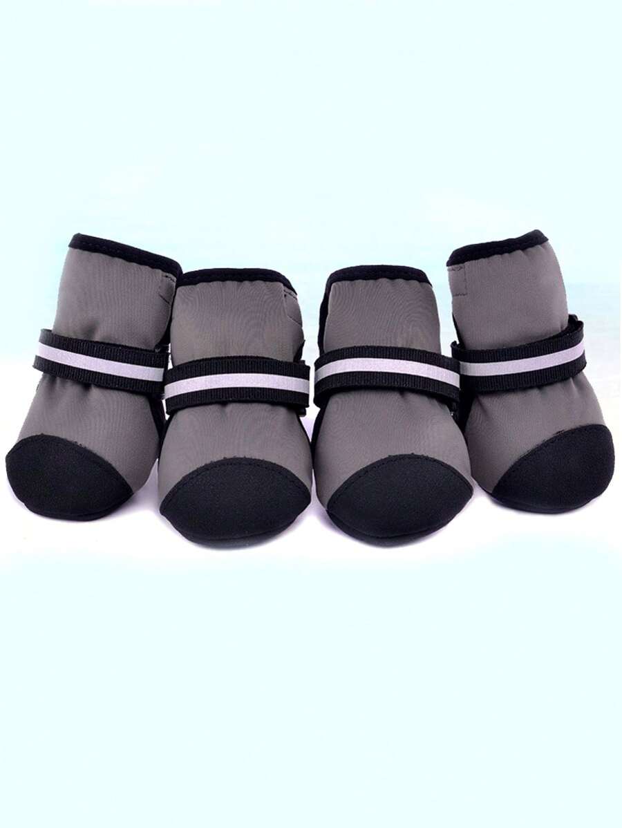 4pcs Simple Pet Shoes For Dog And Cat For Outdoor - Grey - View 1