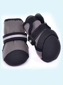 4pcs Simple Pet Shoes For Dog And Cat For Outdoor - Grey - View 2