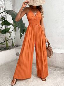 Breezaya Áo liền quần nữ Lộ Lưng Buộc lại Dải chun màu trơn Boho - trái cam - Xem 3