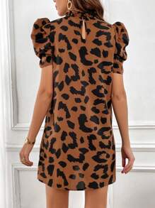 SHEIN Privé Đầm Nút viền lá sen In hoa Báo Giải trí - Nhiều màu - Xem 4