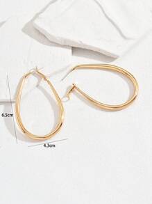 1pair Oval Teardrop Shaped Glossy Hoop Earrings - Yellow Gold - View 4