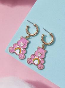 SHEIN X Care Bears 3 đôi bông tai trang trí gấu & trái tim - Nhiều màu - Xem 8