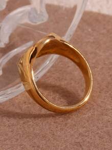 1pc Fashion Stainless Steel Letter Detail Ring For Women For Daily Decoration - Gold - View 10