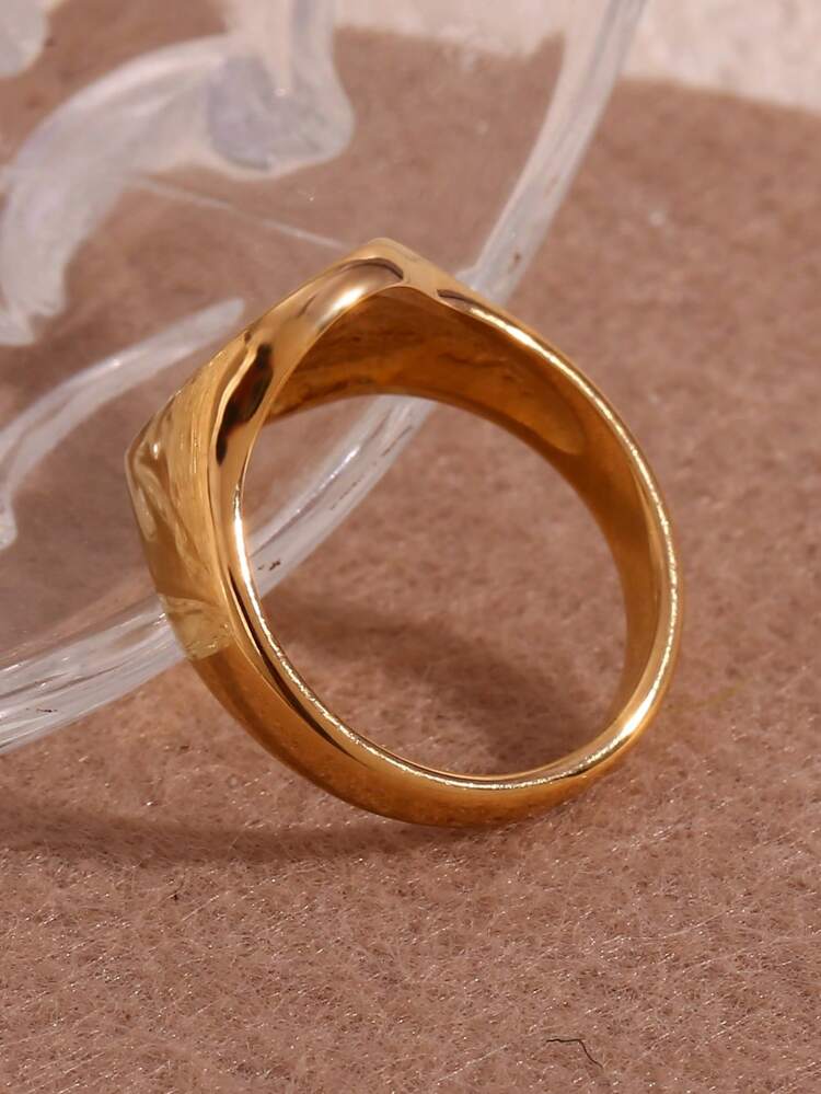 MamacitaSlay 1pc Fashion Stainless Steel Letter Detail Ring For Women For Daily Decoration