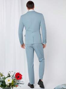 Manfinity VCAY Uomo 1 pezzo Blazer dettaglio toppa monopetto & 1 pezzo Gilet blazer & 1 pezzo Pantaloni