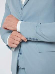 Manfinity VCAY Uomo 1 pezzo Blazer dettaglio toppa monopetto & 1 pezzo Gilet blazer & 1 pezzo Pantaloni