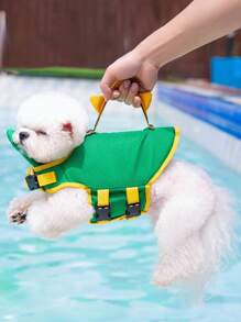1PC Đồ Họa Hoạt Hình Áo Phao Cho Thú Cưng Cho Chó Và Mèo Đi Bơi - màu xanh lá - Xem 2