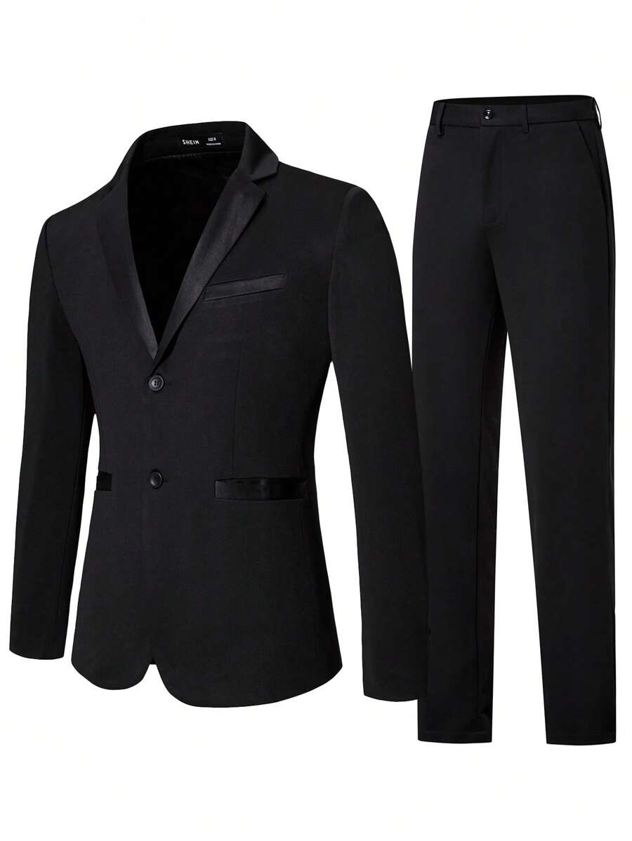 Manfinity Mode Bộ đồ nam Nút Túi Nút phía trước màu trơn Công việc - màu đen - Xem 1