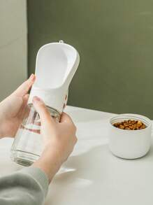 1pc Portable Pet Travel Water And Food Container, 2-In-1 Water And Food Cup For Cat And Dog, Outdoor Water Bottle For Pet Owners, White - White - View 5