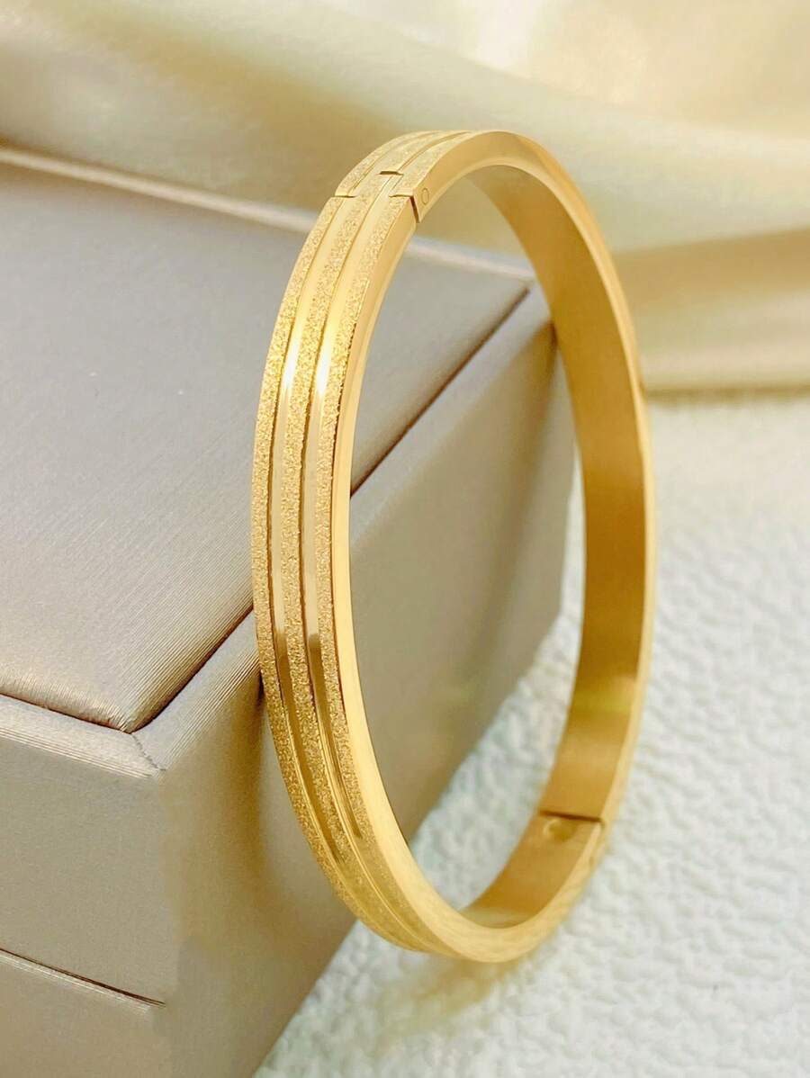 Vòng đeo tay bằng thép không gỉ mờ 1 cái - Vàng - Xem 1