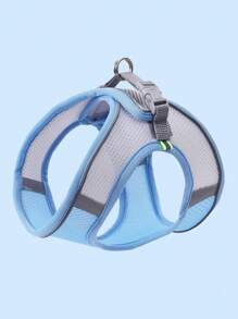 1pc Breathable Pet Harness & 1pc Pet Leash For Dog For Outdoor - Blue - View 3