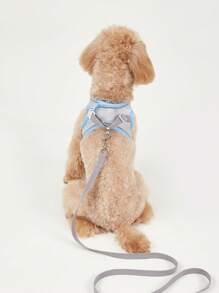 1pc Breathable Pet Harness & 1pc Pet Leash For Dog For Outdoor - Blue - View 6