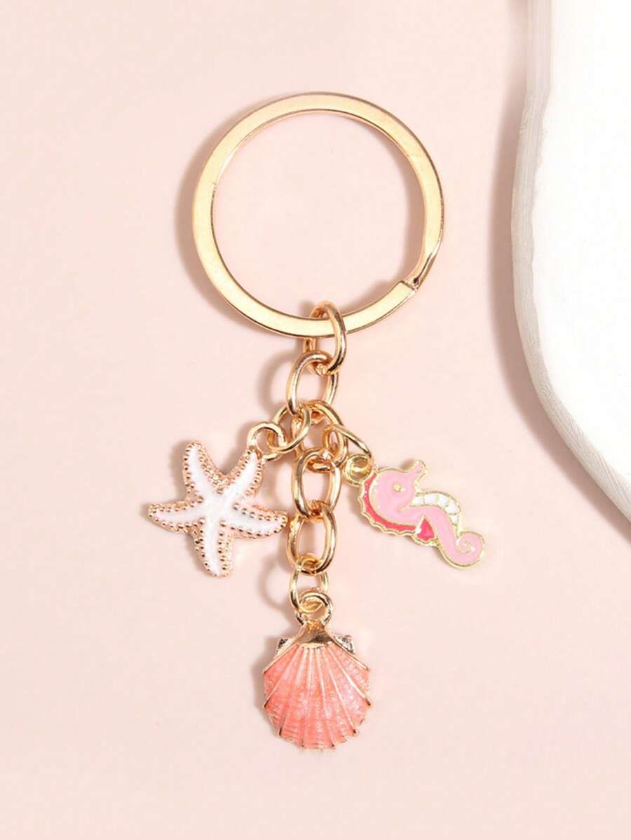 Shell & Seahorse & Starfish Design Bag Charm Cute - Multicolor - View 1