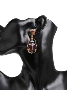 juran 1 par de pendientes de novedad con forma de insecto divertido para mujeres - Morado - Ver 2