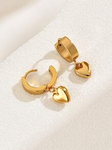 1 Pair Fashionable Classic Versatile High-End Cute Heart Earrings For Women - Yellow Gold - View 5