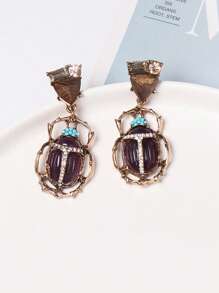 juran 1 par de pendientes de novedad con forma de insecto divertido para mujeres - Morado - Ver 5