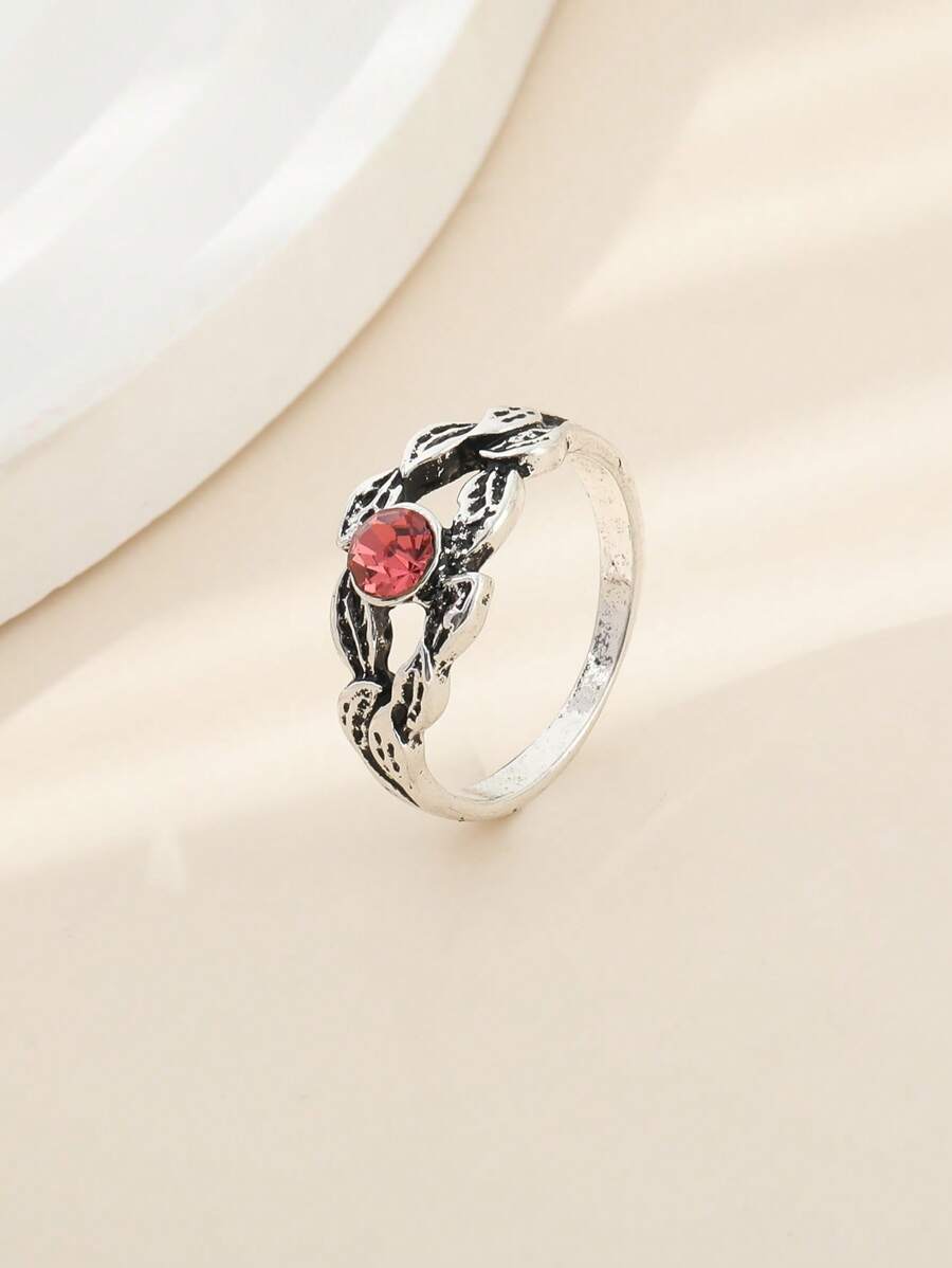 1 chiếc Nhẫn lá bạch quả rỗng màu đỏ cổ điển - Nhiều màu - Xem 1