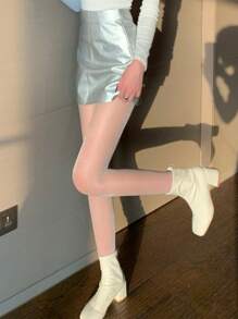 Solid Glitter Tights - White - View 1