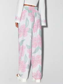 New Little Wings Floral Print Paperbag Waist Wide Leg Trousers - Multicolor - View 2