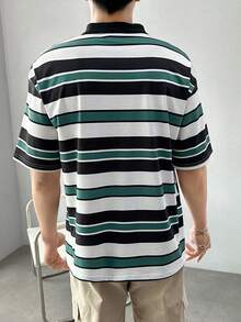 Manfinity RebelGame Men's Summer Casual Striped Print Polo Shirt - Multicolor - View 3